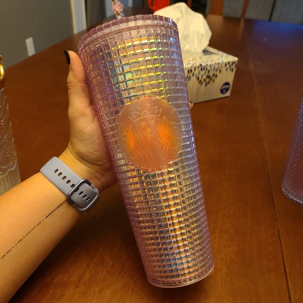 Starbucks pink grid tumbler